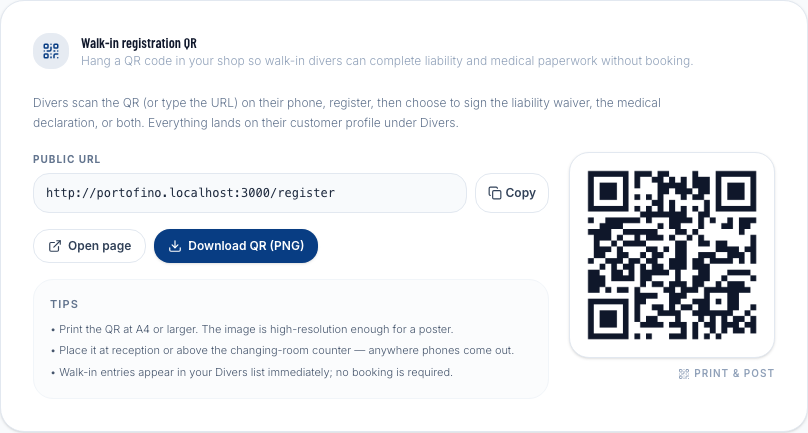 Walk-in link &amp; QR code