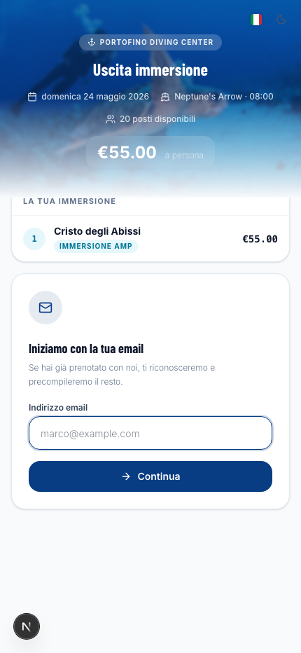 Wizard — inserimento email
